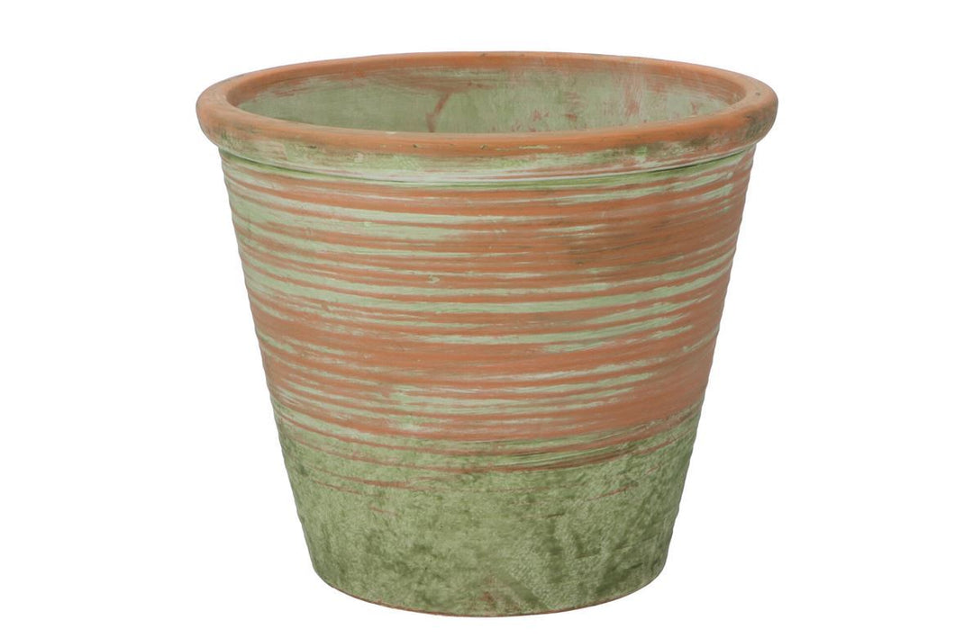 Concrete Pot Old Green/red